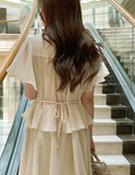 Seine V-neck Peplum Flare Chiffon One Piece