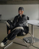 Stung Leather Track Balloon Zip-Up