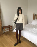 Benson waffle frill knit cardigan