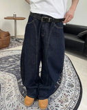 Elt raw wide denim pants