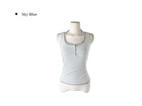 Milty Halter Color Matching Fake Layered Sleeveless