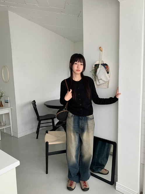 【BAON】Felint Washing Incision Balloon Denim Pants BAON (バオン) - フェリントウォッシングラインバルーンデニム