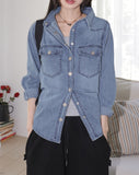 Shuffle western incision pocket long sleeve denim shirt