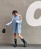 Paying Denim Sleeveless Mini One Piece