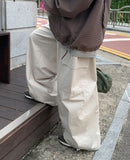 Frankie Curved Cotton Cargo Banding Balloon Wide Pants