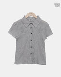 Shukong Check Short Sleeve Blouse