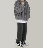 Hoodie silky fur jacket