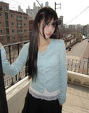Duhi Twisted Button Long Sleeve Cardigan
