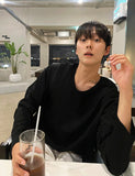 U-neck silky cotton long sleeve tee