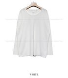 Loose Fit Waffle U Neck Long Sleeve Tee