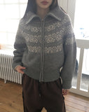 Helky Nordic Pattern Two-Way Knit Zip-Up