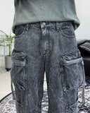 Tones Washed Multi Cargo Denim Pants