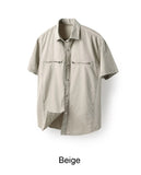 Furd-dyed zipper short-sleeve shirt