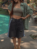 Line Track Damage Bermuda Pants