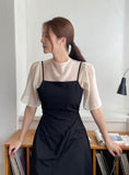 Elvi See-through Layered Half-Neck Blouse