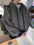 Kidenko Two Way Stripe Over Knit Hood Zip-Up