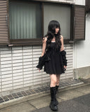 [Muffler set] Dev Flare Sleeveless Mini One Piece Set
