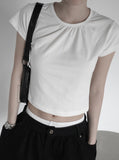 Center Shirred Round Crop Top