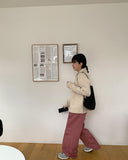 Loven two-way mix knit zip-up cardigan