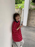 [BAONHAUS] AANS Stripe Rugby Collar Short Sleeve Tee