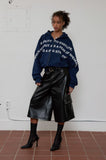 eyelet leather bermuda pants