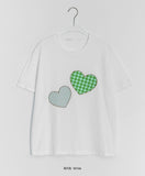Donteco Heart Check Patch Short Sleeve T-shirt