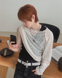 [PLAN MADE/MADE] Slant Snap Damaged Knit
