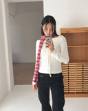 Riting Off Shoulder Ribbon String Angora Knit