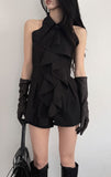 Frill tie-neck blouse