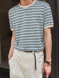 Kelly Stripe Color Matching Short Sleeve T-shirt