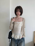 Surin Flower Frill Cardigan Sleeveless Set