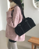 Popat Suede Leather Combi Shoulder Bag