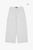 Twill snap wide cotton pants