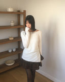 Saff Fur Slit Button Boat Neck Knit T-shirt