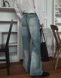 Marl flare denim pants