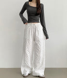 Chic Dodo Open Waist U-neck Long Sleeve T-shirt