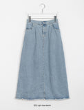 Shuku tassel banding denim long skirt