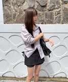 Suhi Rivet Pocket Strap Loose Fit Long Sleeve Shirt