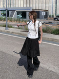 Adam Pintuck Midi Cotton Flare Skirt