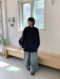 Dronghin Dart Washing Denim Wide Pants