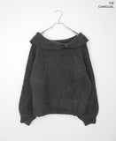 Yubin ribbon twist off-shoulder cable knit