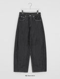 Yanna Non-Fade Wide Black Denim Pants