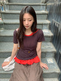 Kosel U-neck Side Shirring Short Sleeve Tee