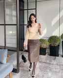 Roel Leather H-Line Skirt