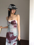Reva Tie Dye Printed Shirring Strap Long One Piece