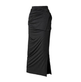 Layered Draped Jersey Maxi Skirt