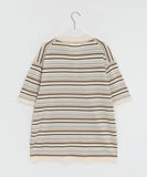 [Unisex] Yonder Color Stripe Collar Over Short Sleeve Knit
