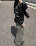 Rixer Khaki Bijo Long Wide Pants