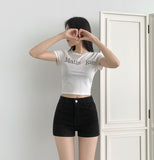 Slim-line fit A-line Fit Black Basic Cotton Shorts