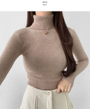 Ribbed Inner Winter Fall Neck Polar Long Sleeve T-shirt